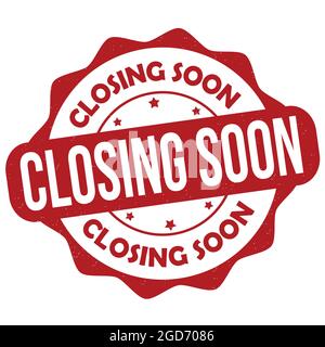 Closing soon label or stamp on white background, vector illustration Stock Vector