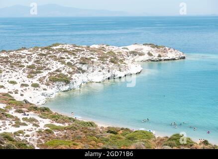 One of the beautiful bays of Foca (Phokaia) town in Izmir, Turkey. Foça is a coastal resort town located in izmir. View of sunny summer day Stock Photo