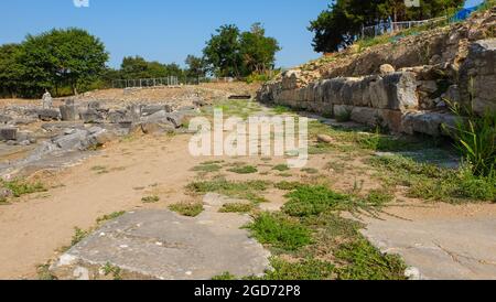 Via Egnatia at the archaeological site of Philippi near Kavala in Macedonia, Greece Stock Photo