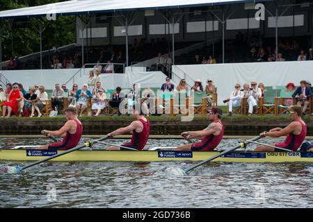 Henley-upon-Thames, Oxfordshire, UK. 11th August, 2021. It was warm and sunny on day one of Henley Royal Regatta. Credit: Maureen McLean/Alamy Live News Stock Photo