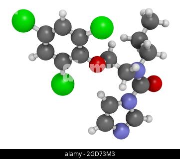 Prochloraz fungicide molecule. 3D rendering. Stock Photo