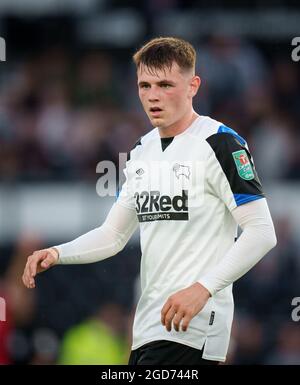 Derby, UK. 10th Aug, 2021. Jack Stretton of Derby County during the Carabao Cup match between Derby County and Salford City at the Ipro Stadium, Derby, England on 10 August 2021. Photo by Andy Rowland. Credit: PRiME Media Images/Alamy Live News Stock Photo