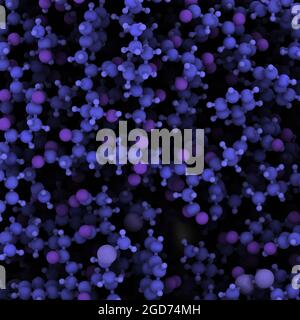 Atomic-level detail view of the protein alpha-galactosidase (Agalsidase). 3D render. Stock Photo