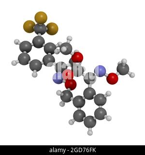 Trifloxystrobin fungicide molecule. 3D rendering. Stock Photo