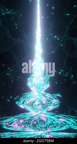 Abstract blue glowing flying waves of energy particles futuristic high ...