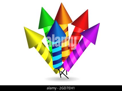 fireworks crackers isolated on white background Stock Vector