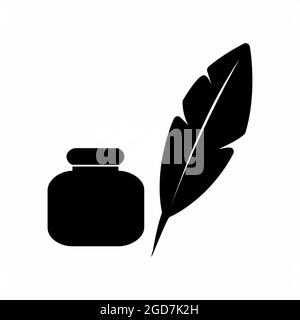 Icon Vector of Feather Quill - Black Style - simple illustration. Editable stroke. Design template vector.outline style design.Vector graphic illustra Stock Vector