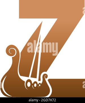 Letter Z with logo icon viking sailboat design template illustration Stock Vector