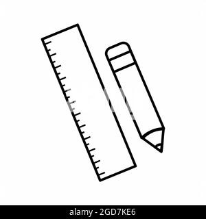 Icon Vector of Pencil Ruler - Line Style - simple illustration. Editable stroke. Design template vector.outline style design.Vector graphic illustrati Stock Vector