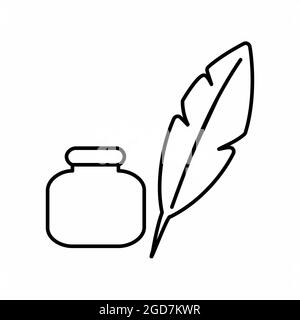 Icon Vector of Feather Quill - Line Style - simple illustration. Editable stroke. Design template vector.outline style design.Vector graphic illustrat Stock Vector