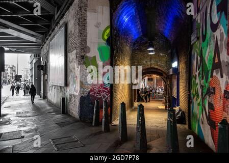 Dark and gritty alleyway., London. Stock Photo