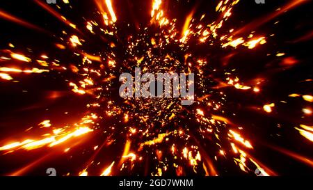 Abstract Burst and Sparkling Fire background Stock Photo