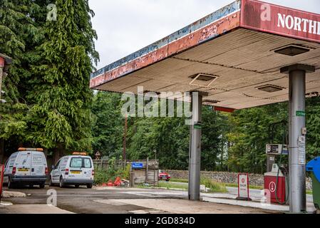Abondon petrol station by the small village in Cotswold, UK. Stock Photo