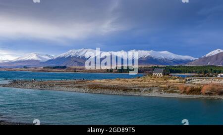 Church on the shores of Lake Tekapo - New Zealand Stock Photo