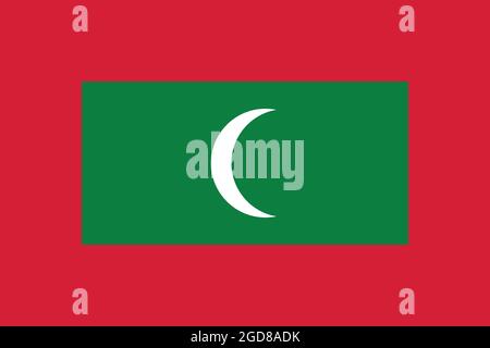 National Flag of the Maldives original size and colors vector illustration, Republic of Maldives flag Dhivehi, Divehi or Maldivian flag Stock Vector