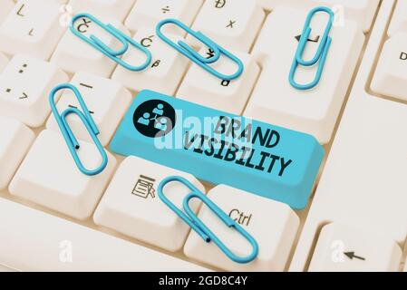 Text caption presenting Brand Visibility. Business showcase frequency at which showing see your brand in search results Abstract Sending Multiple Stock Photo