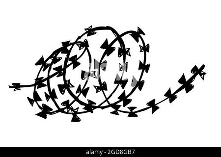 Sketch of seam curl Barbed Wire Stock Vector