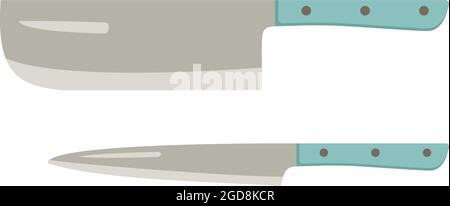 Set of kitchen knives. Items for cooking meat, fish and other products Stock Vector