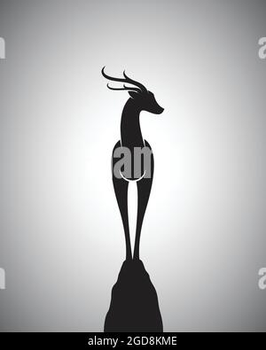 Vector image of a deer standing on the rocks. Easy editable layered vector illustration. Wild Animals. Stock Vector