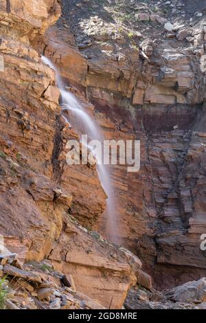 Waterfall in Bletterbach gorge near Bozen, South Tyrol Stock Photo