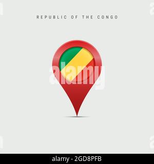 Map pointer with flag of Congo, 3D rendering isolated on white ...
