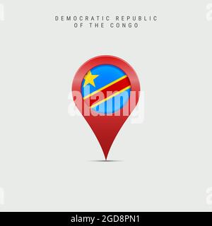 Map pointer with flag of Democratic Republic of the Congo, 3D rendering ...
