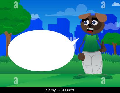 Funny cartoon dog pointing at the viewer with his hand. Vector illustration. Stock Vector