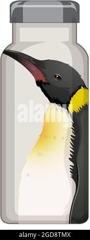 A black thermos bottle with penguin pattern illustration Stock Vector
