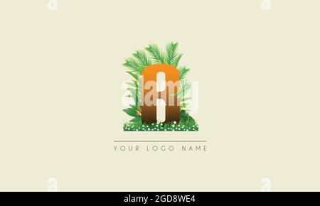 Initial Letter B   Exotic Summer  tropical Palm leaves refreshing Beach  icon logo design Stock Vector