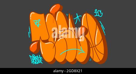 Orange Abstract Urban Graffiti Street Art Word Tesl Lettering Vector Illustration Art Stock Vector