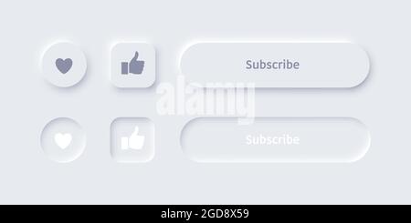 Neumorphic button sliders for brightness, volume or color for mobile menu, navigation. Simple elegant Vector neumorphism trendy designs element UI com Stock Vector