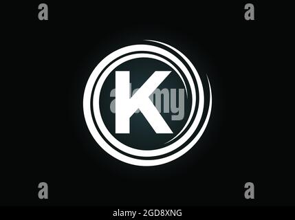 Initial K monogram alphabet in the spiral. Swirl spiral infinity logo design. Font emblem.  Modern vector logo for the business, and company identity Stock Vector
