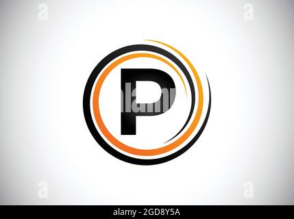Initial P monogram alphabet in the spiral. Swirl spiral infinity logo design. Font emblem.  Modern vector logo for the business, and company identity Stock Vector