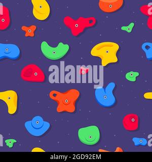 Seamless pattern of climbing grips or holds in the gym bouldering training flat style design vector illustration. Stock Vector