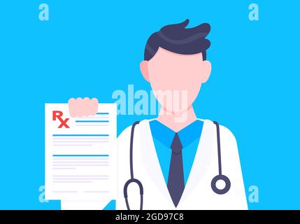 Medical rx form prescription flat style design vector illustration. Stock Vector