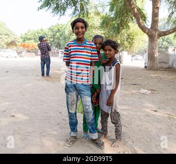 portrait of indian poor children. Stock Photo