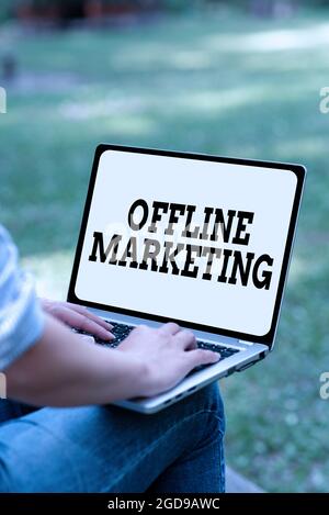 Sign displaying Offline. Business idea Not having directly connected to ...