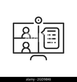 Computer with two people conferencing, online meeting Stock Vector