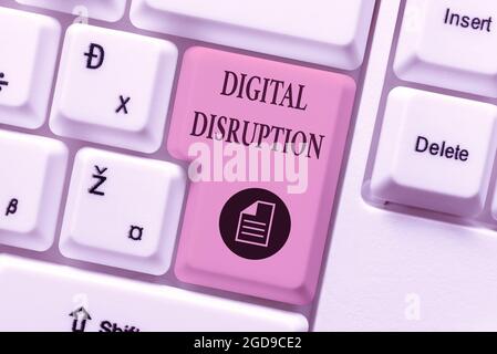 Handwriting text Digital Disruption. Business overview transformation caused by emerging digital technologies Typing Online Network Protocols Stock Photo