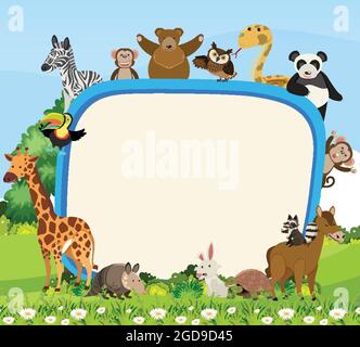 Empty banner with various wild animals illustration Stock Vector Image ...