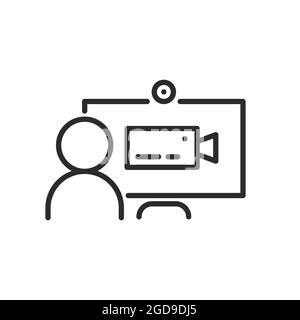Computer with two people conferencing, online meeting Stock Vector