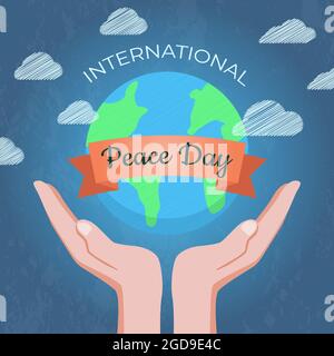 Hands support the planet earth, take care  Stock Vector