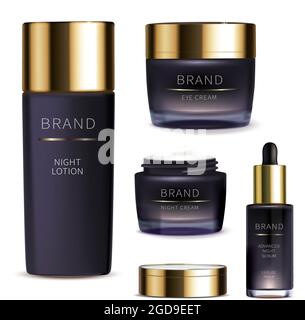 Premium Vector  A set of bottles and tubes of cosmetics jars for