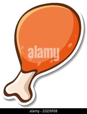 Fried chicken sticker on white background illustration Stock Vector ...