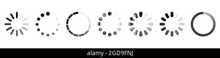 Set of loading icons. Buffer loader or preloader. Vector illustration Stock Vector