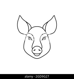 Pig head in line art style Stock Vector