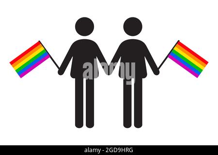 man gay holding lgbt rainbow flag love parade pride festival concept ...