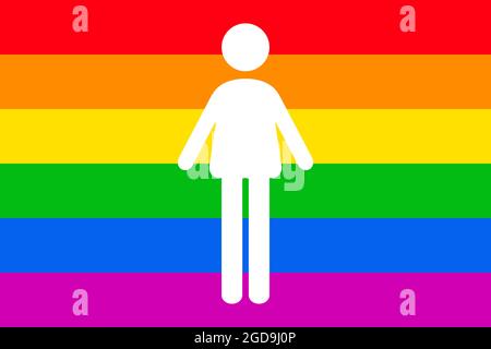 Human Icon isolated on Rainbow Gay flag background. LGBTQ pride icon vector illustration Stock Vector
