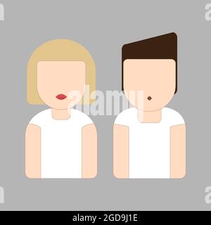 Fashion Male and female icon. Couple Young man and woman avatar. Flat vector illustration Stock Vector