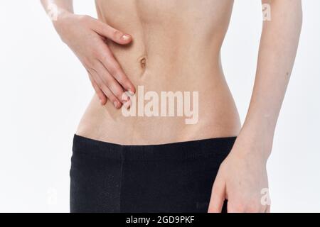 female flat belly anorexia diet health problems Stock Photo